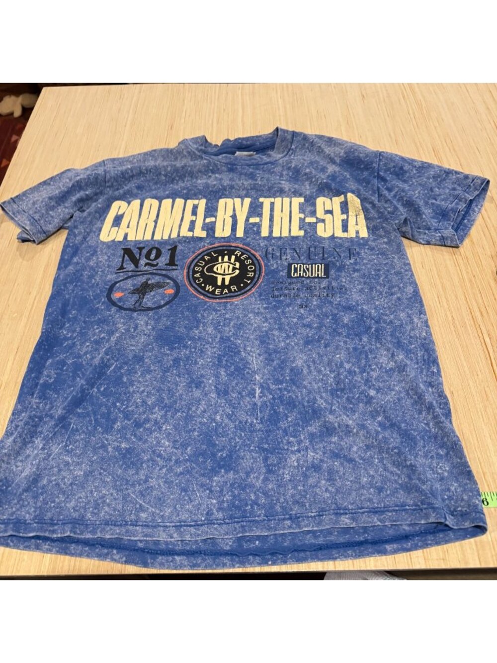 HK116 - Vintage 90s Stedman Carmel By The Sea T Shirt L USA Blue Single Stitch S
